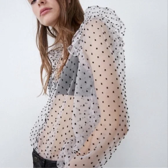 Zara Polka Dot Sheet Blouse - Picture 2 of 5